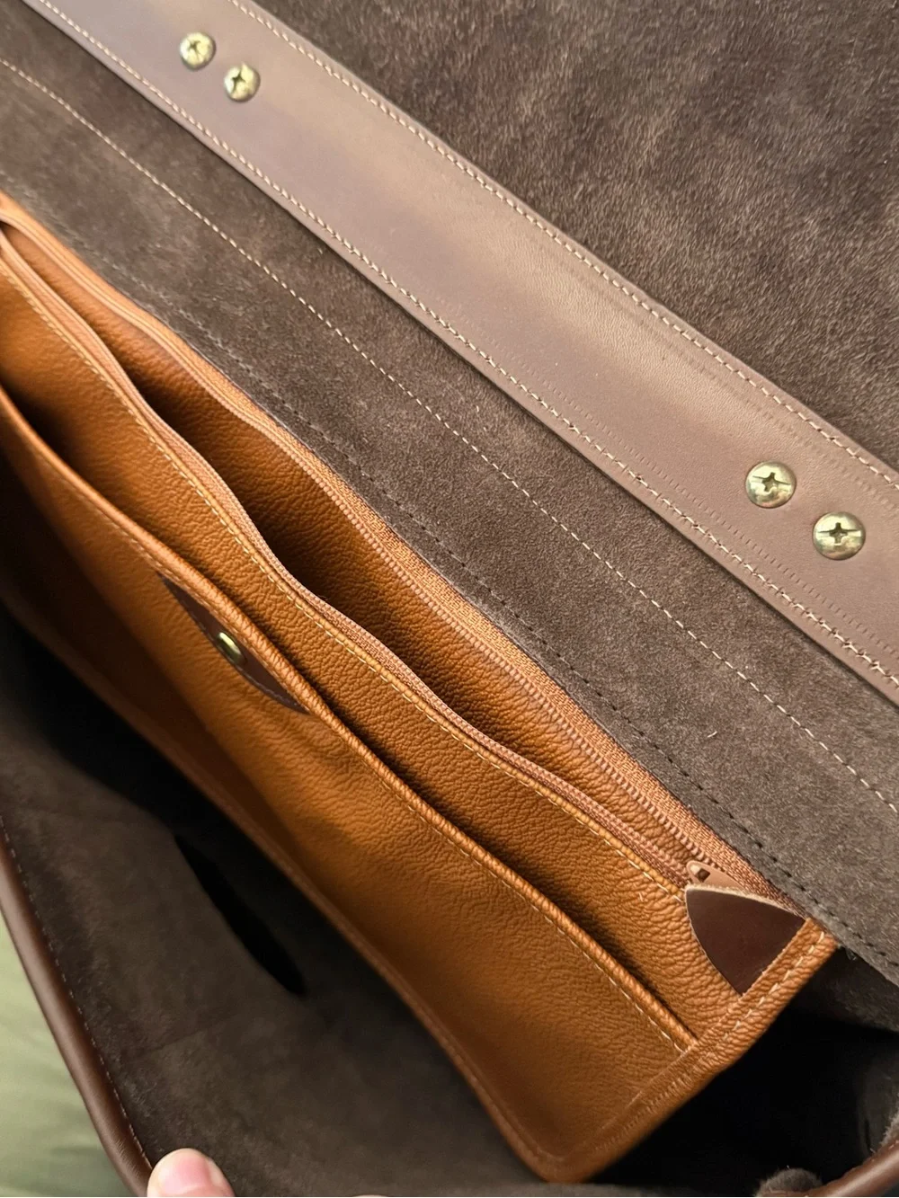 Classic Two-Tone Brown Vintage Dooney & Bourke AWL Messenger Briefcase Crossbody
